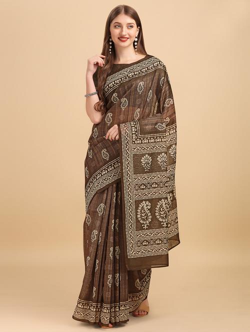 batik print chanderi saree with blouse - 18437951 - Very Small Image - 1