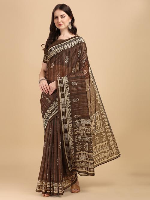 batik print chanderi saree with blouse - 18437959 - Very Small Image - 1
