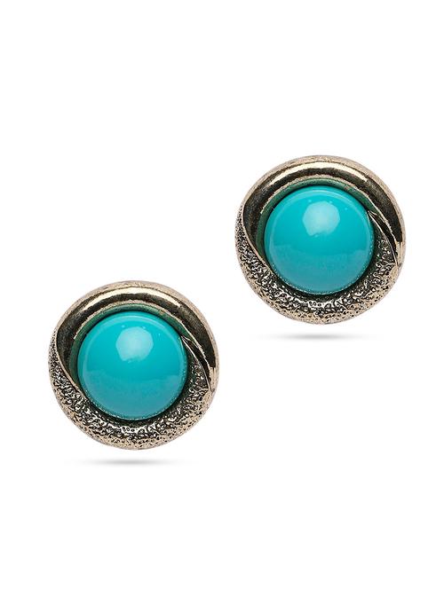 turquoise half & half stud earring - 18438062 - Very Small Image - 1