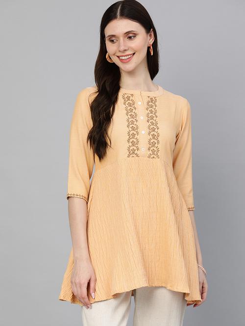 yoke embroidered a-line kurti - 18438107 - Very Small Image - 1