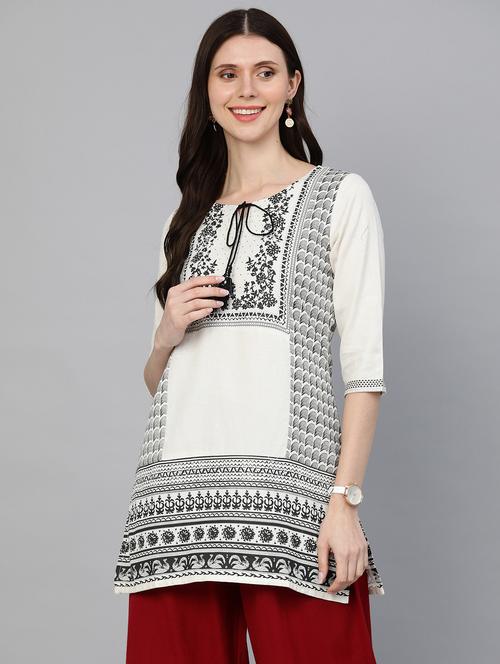 key hole neck printed straight kurti - 18438121 - Very Small Image - 1