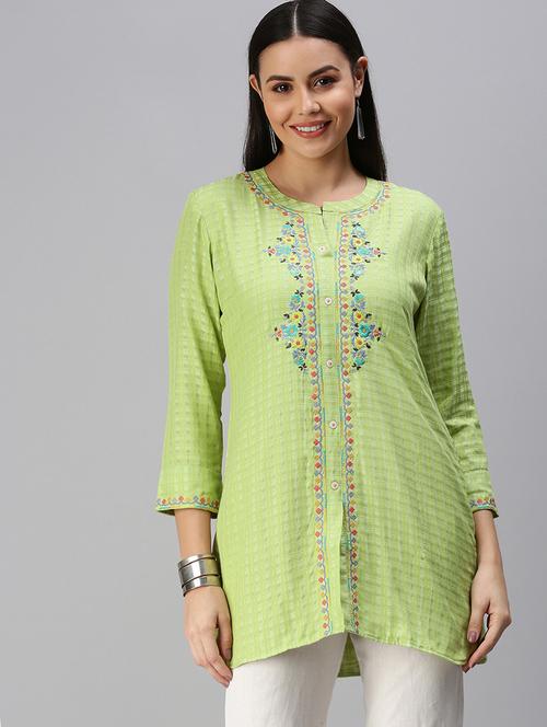 embroidered straight kurti - 18438122 - Very Small Image - 1