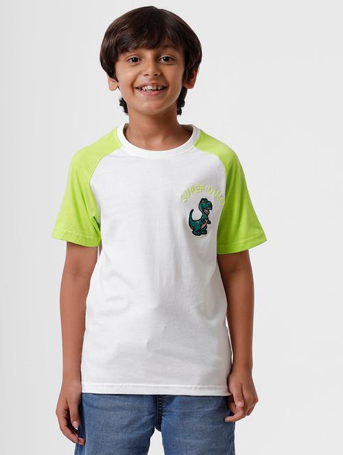 boys white color-blocked t-shirt - 18438360 - Very Small Image - 1