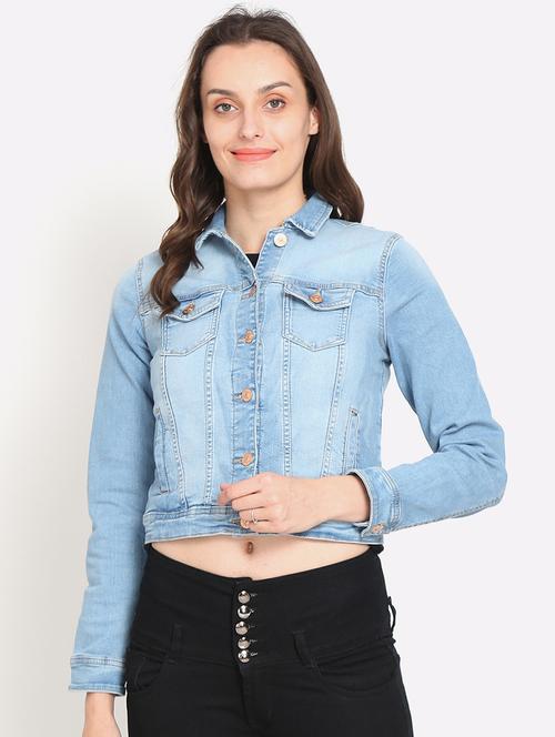 long sleeved solid denim summer jacket - 18438569 - Very Small Image - 1