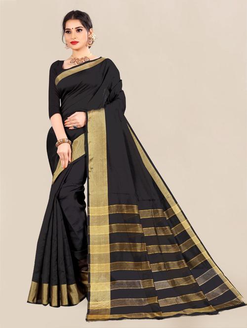 gold bordered kota doria saree with blouse - 18438761 - Very Small Image - 1