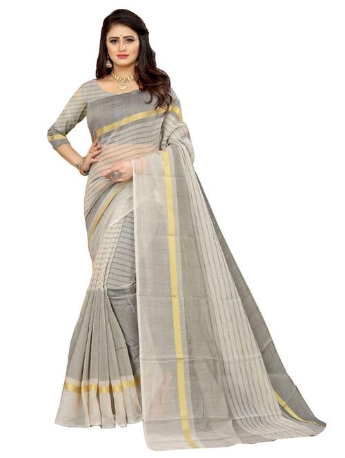 gold bordered kota doria saree with blouse - 18438767 - Very Small Image - 1