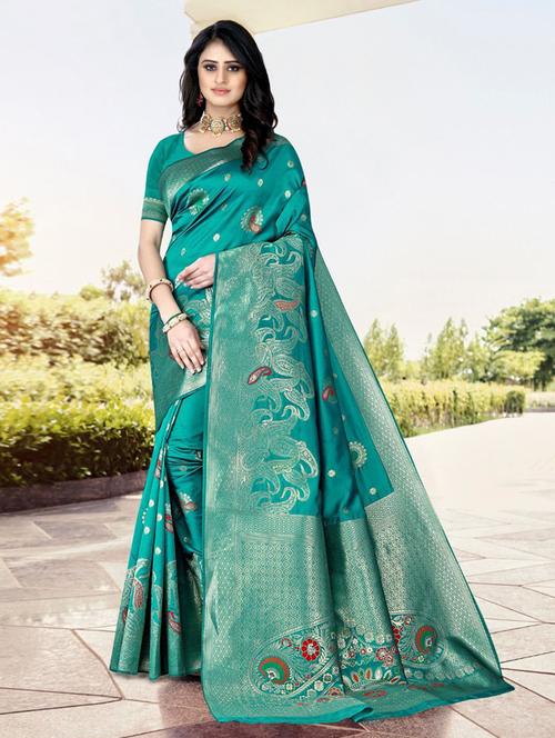 jacquard work banarasi saree with blouse - 18438810 - Very Small Image - 1