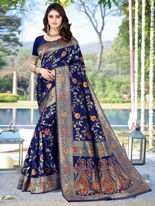jacquard work banarasi saree with blouse - 18438818 - Very Small Image - 1
