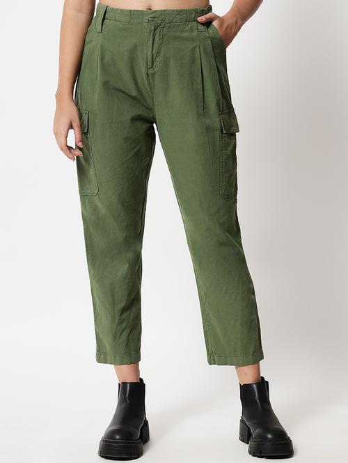 olive-green solid cargos trouser - 18439178 - Very Small Image - 1