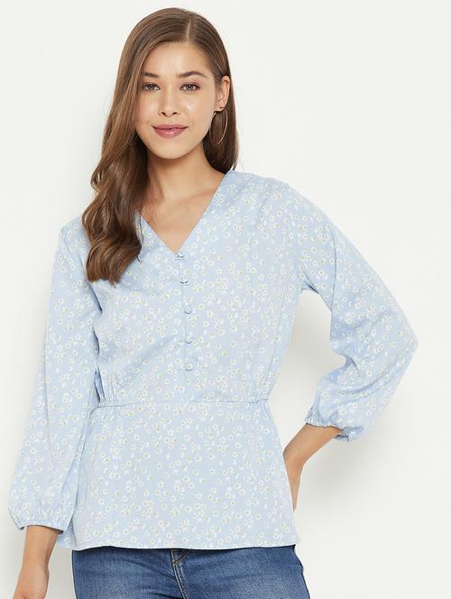 v-neck floral regular top - 18439782 - Very Small Image - 1