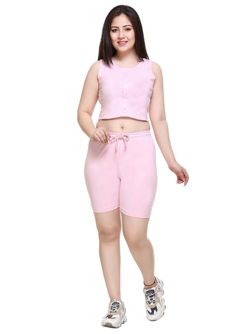 pink sleeveless solid co ord set - 18439817 - Very Small Image - 1