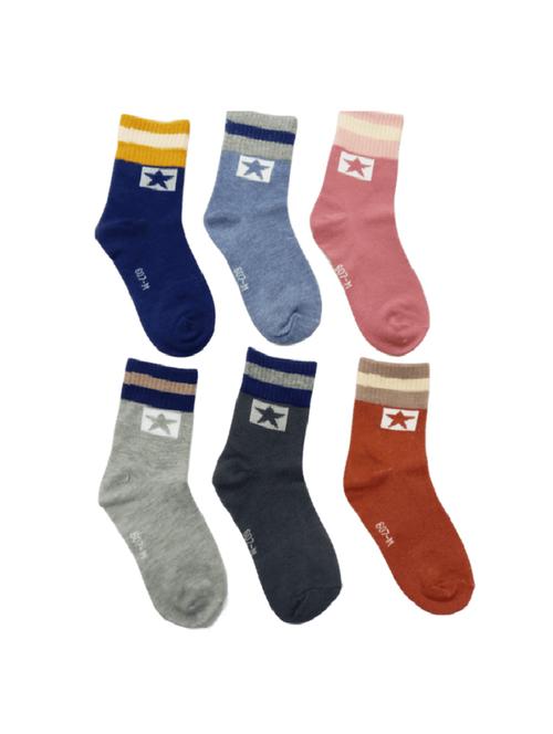 pack of 6 multi colored printed kids socks - 18440297 - Very Small Image - 1