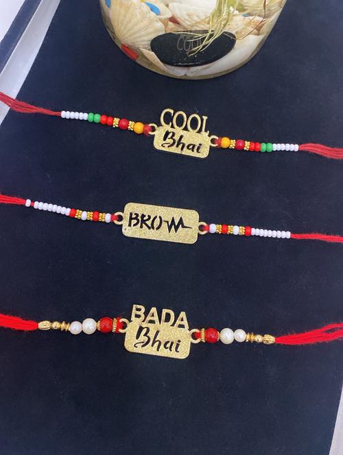 combo of 3 fancy wooden cool bro heartbeat bada bhai rakhi set - 18440381 - Very Small Image - 1