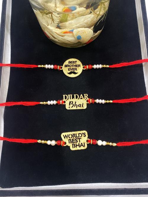 combo of 3 elegant best brother ever dildar bhai rakhi set - 18440387 - Very Small Image - 1