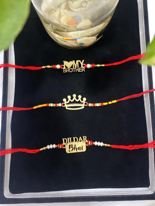combo of 3 stunning love my brother king dildar bhai rakhi set - 18440399 - Very Small Image - 1