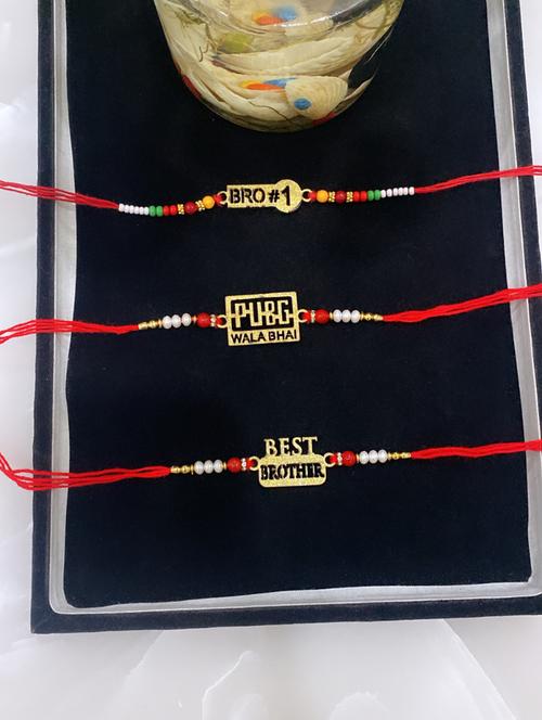 combo of 3 fabulous wooden bro no.1 pubg bhai rakhi set - 18440404 - Very Small Image - 1