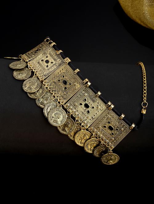 gold-toned & black oxidised necklace - 18440766 - Very Small Image - 1