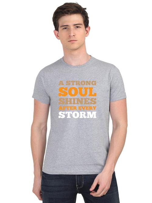 grey chest print t-shirt - 18440878 - Very Small Image - 1