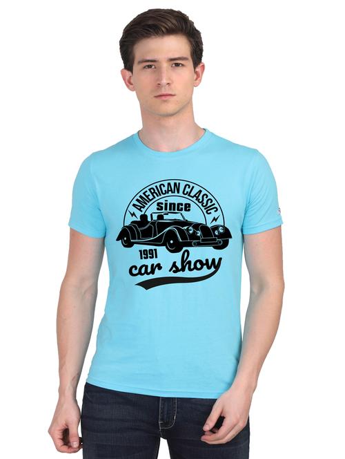 turquoise chest print t-shirt - 18440880 - Very Small Image - 1