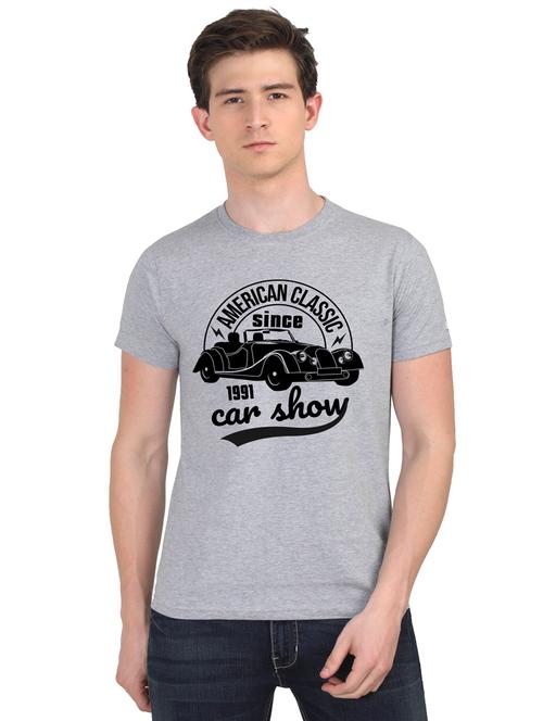 grey chest print t-shirt - 18440881 - Very Small Image - 1