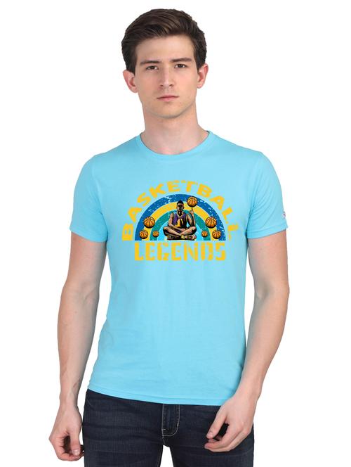 turquoise chest print t-shirt - 18440884 - Very Small Image - 1