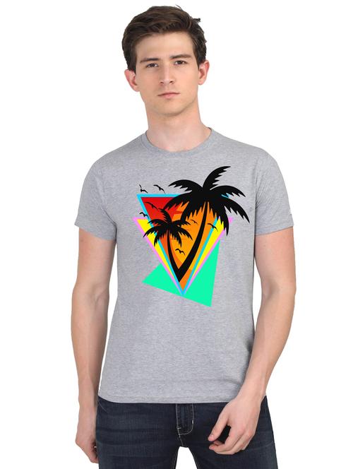 grey chest print t-shirt - 18440891 - Very Small Image - 1
