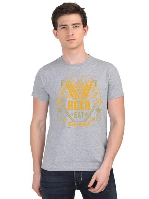 grey chest print t-shirt - 18440895 - Very Small Image - 1
