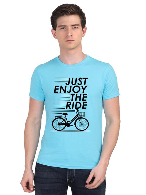 turquoise chest print t-shirt - 18440902 - Very Small Image - 1