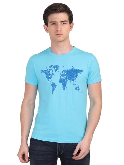 turquoise chest print t-shirt - 18440914 - Very Small Image - 1