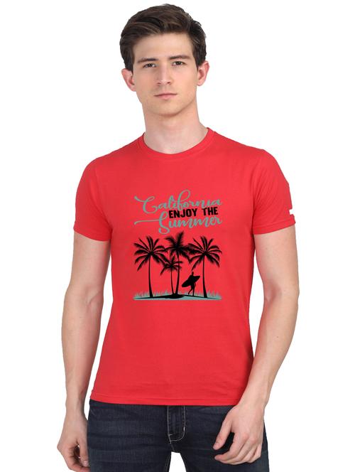 red chest print t-shirt - 18440937 - Very Small Image - 1