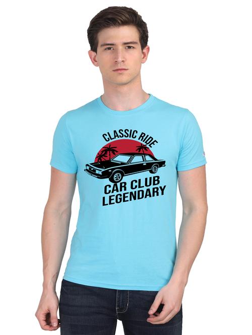 turquoise chest print t-shirt - 18440944 - Very Small Image - 1