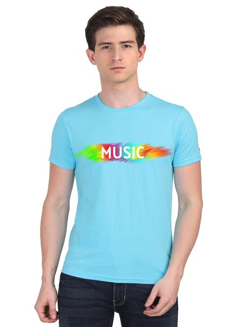 turquoise chest print t-shirt - 18440953 - Very Small Image - 1