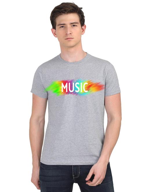 grey chest print t-shirt - 18440955 - Very Small Image - 1