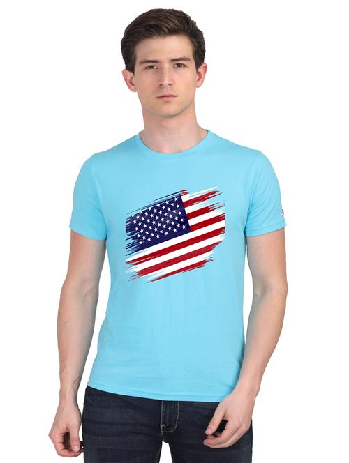 turquoise chest print t-shirt - 18440971 - Very Small Image - 1
