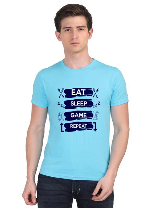 turquoise chest print t-shirt - 18440976 - Very Small Image - 1