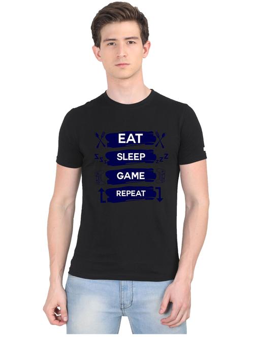 black chest print t-shirt - 18440977 - Very Small Image - 1