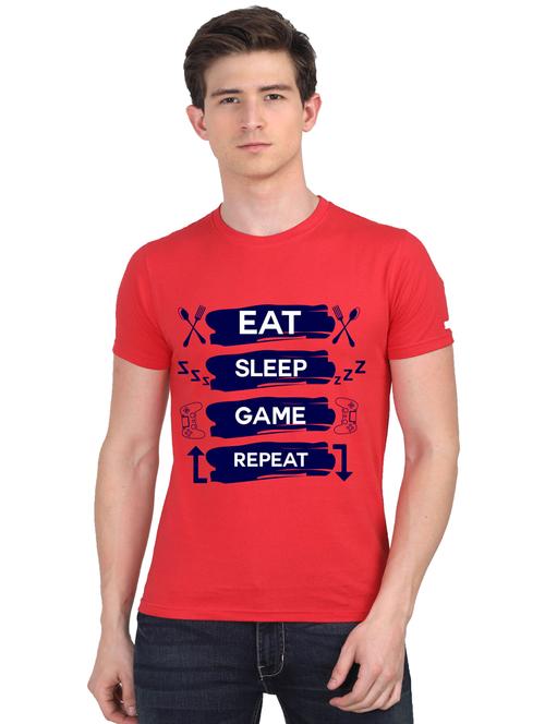 red chest print t-shirt - 18440980 - Very Small Image - 1