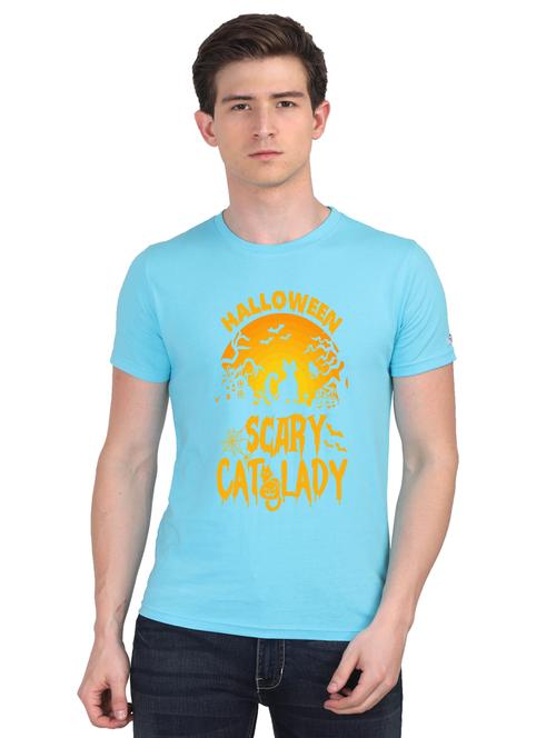 turquoise chest print t-shirt - 18440981 - Very Small Image - 1
