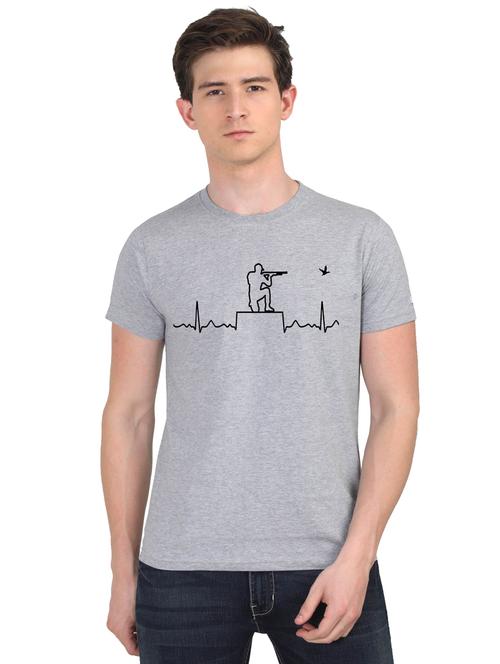 grey chest print t-shirt - 18440992 - Very Small Image - 1
