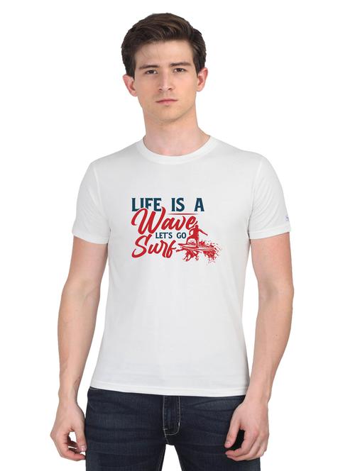 white chest print t-shirt - 18441008 - Very Small Image - 1