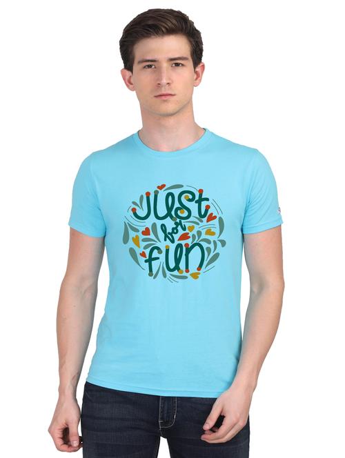 turquoise chest print t-shirt - 18441013 - Very Small Image - 1
