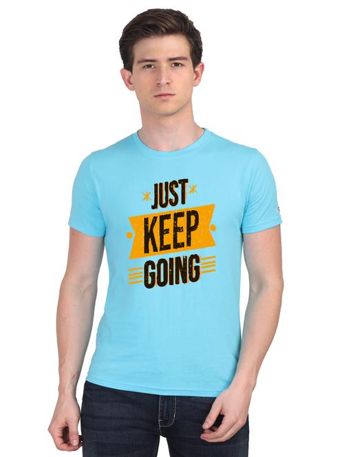 turquoise chest print t-shirt - 18441018 - Very Small Image - 1