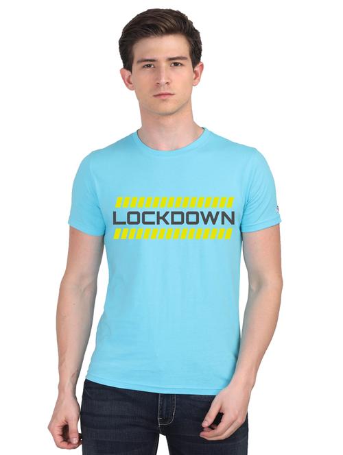 turquoise chest print t-shirt - 18441037 - Very Small Image - 1