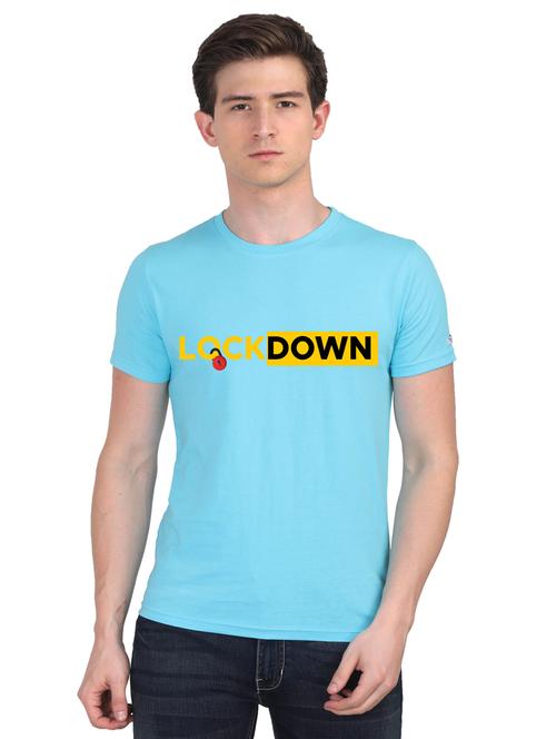 turquoise chest print t-shirt - 18441042 - Very Small Image - 1