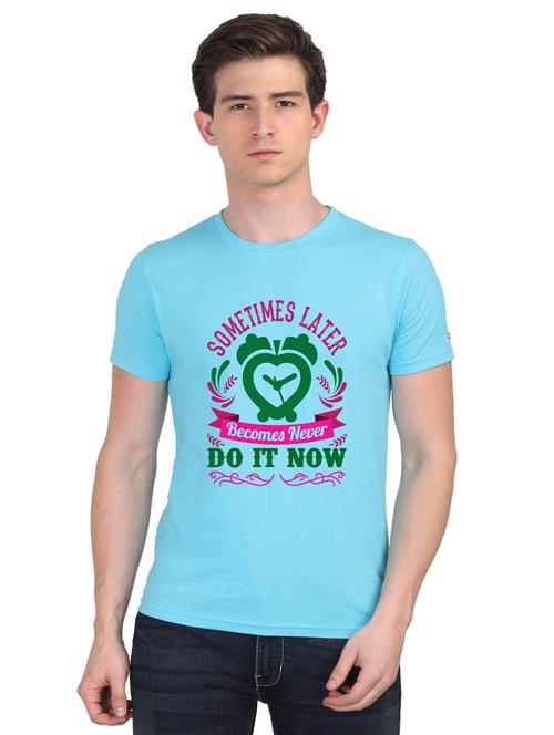 turquoise chest print t-shirt - 18441047 - Very Small Image - 1