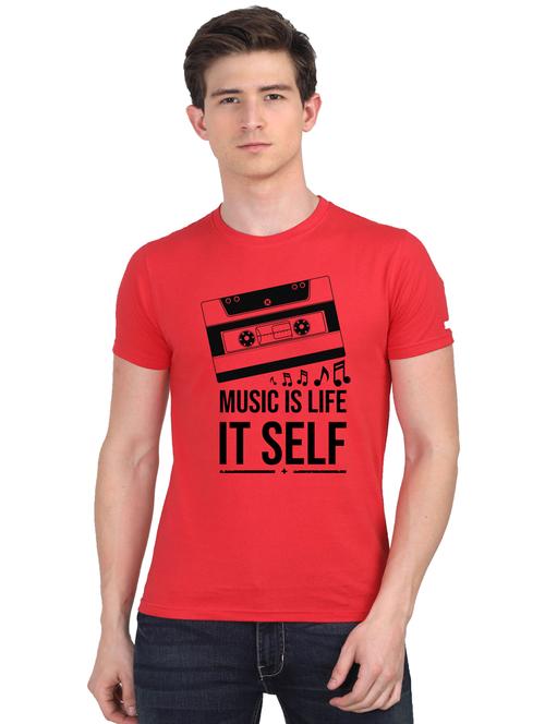 red chest print t-shirt - 18441064 - Very Small Image - 1