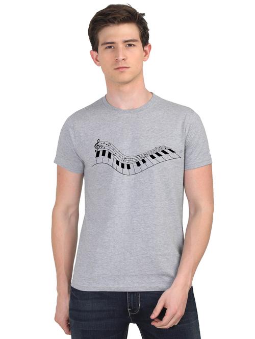 grey chest print t-shirt - 18441077 - Very Small Image - 1