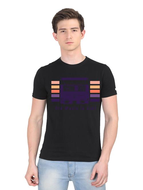 black chest print t-shirt - 18441081 - Very Small Image - 1