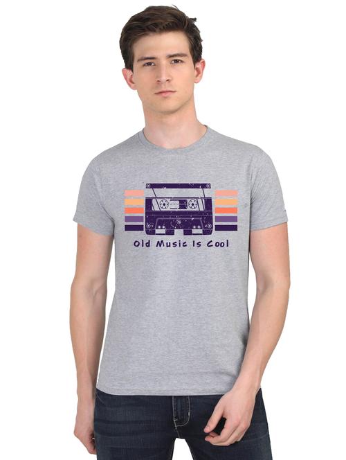 grey chest print t-shirt - 18441082 - Very Small Image - 1