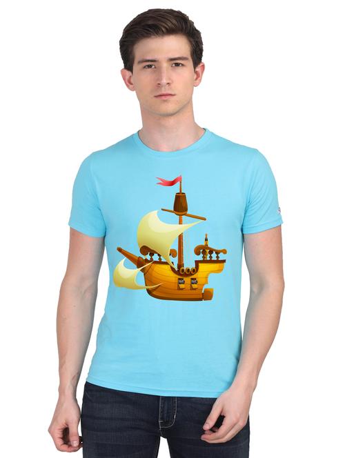 turquoise chest print t-shirt - 18441090 - Very Small Image - 1